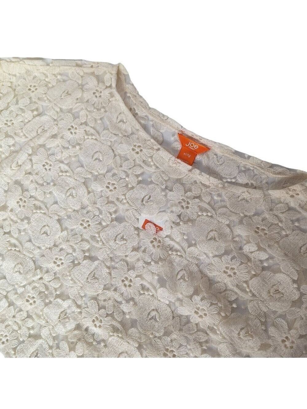 Joe Fresh Cream Floral Crochet Sheer Blouse XL